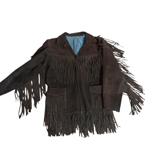 Joo Kay Vintage Fringed Leather Jacket 1960's Western Wear Rock N Roll Hippy Lrg - Picture 14 of 15